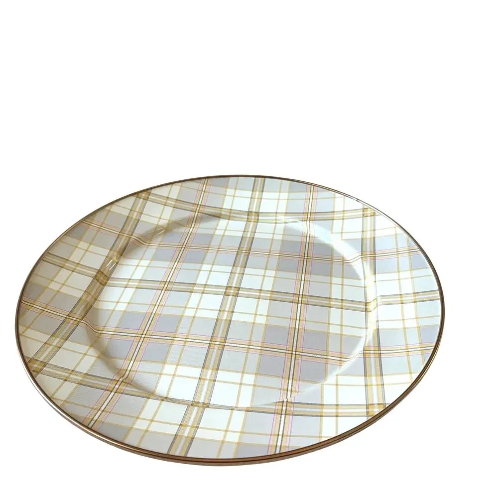 4pk MacKenzie-Childs Tartan Latte 12in Chargers NEW